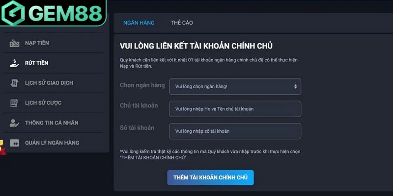 Rút tiền Gem88 - Hướng dẫn chi tiết và điều cần biết Tuân thủ điều kiện rút tiền Gem88 tránh xảy ra sự cố
